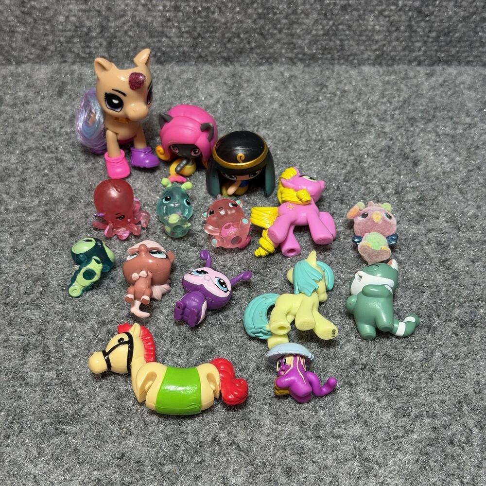 Cute Animal Toys Mixed Variety Lot Of 15 Figures LPS, Hatchimals, Monster High